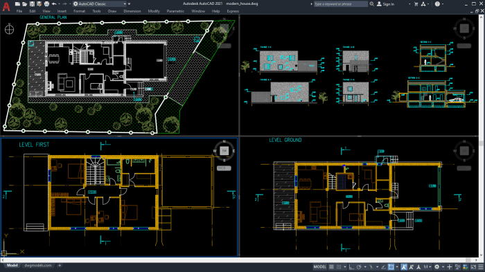 Desain Rumah Lantai Modern AutoCAD