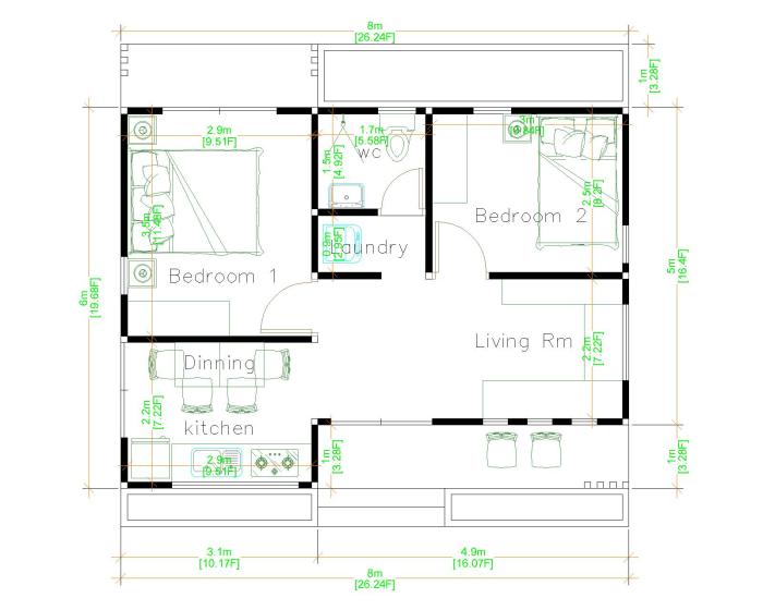 Desain rumah luas 8x6 meter