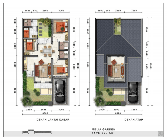 Desain rumah lengkap type 70